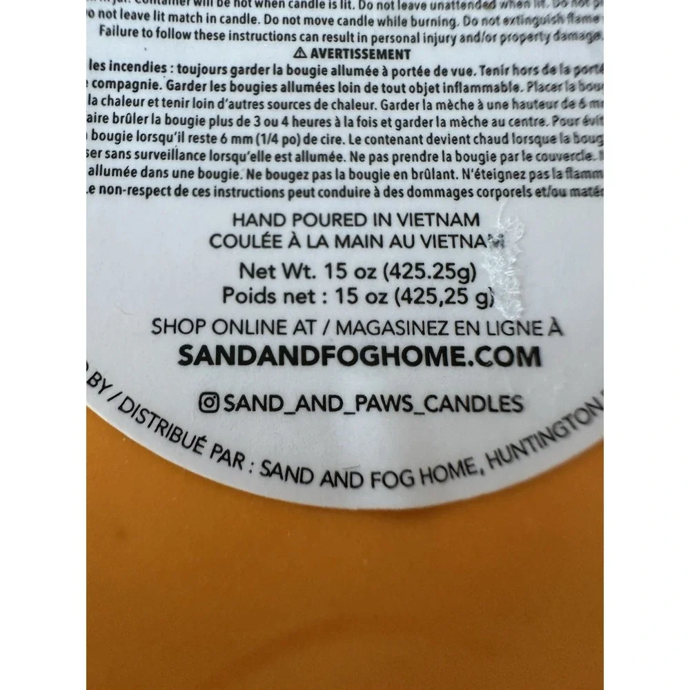 New Sand + Paws Dog Autumn Harvest Jack O'Lantern Pumpkin Candle 15 Oz Halloween